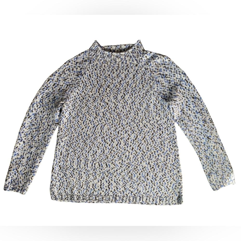 Talbots Blue Cotton Blend Roll Neck Sweater